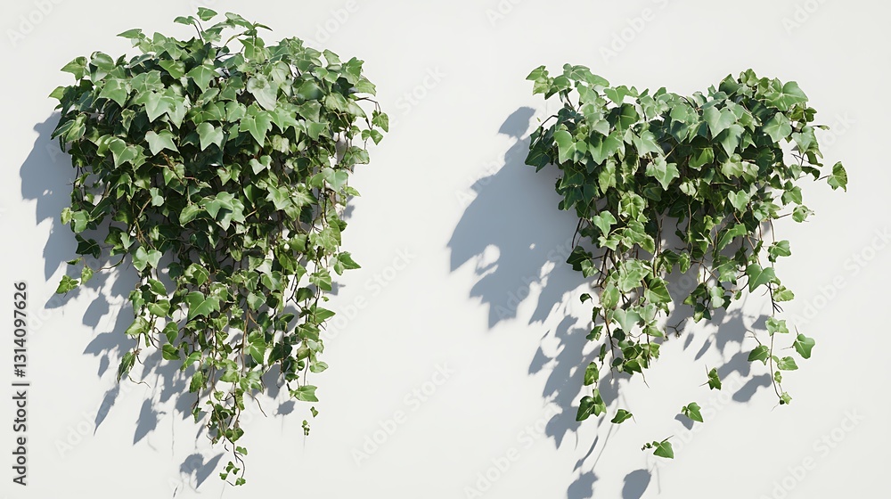 Fototapeta premium Hanging Ivy Plants on White Wall