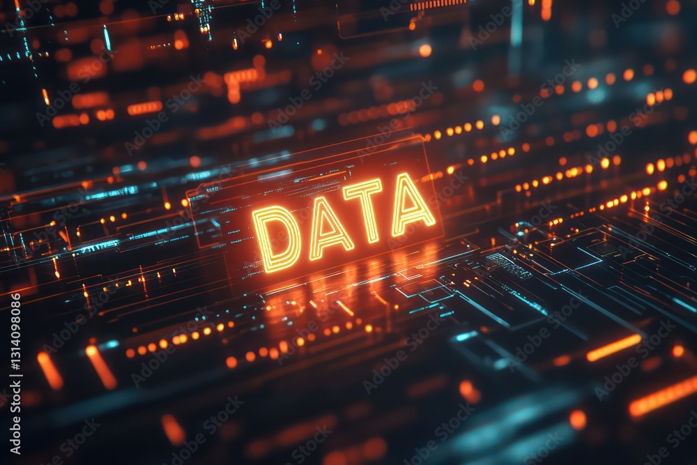 Obraz premium A dark tech background with a neon 