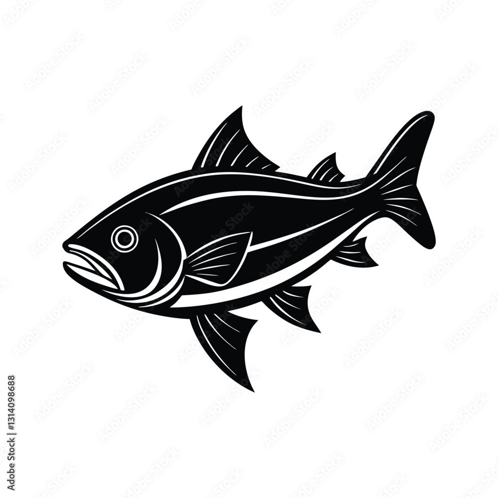 Fototapeta premium Fish silhouette isolated on white background