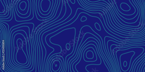  Highly Stylized and Seamlessly Repeating Topographic Contour Map Incorporating Abstract Wave Motifs and Detailed Grid Structures
