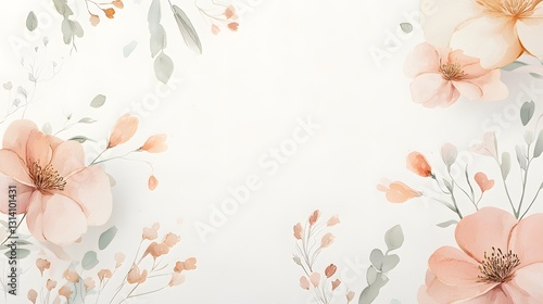 Soft Floral Background with Pastel Hues and Delicate Leaves