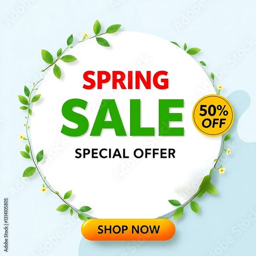Spring Sale Promotion with Floral Design.