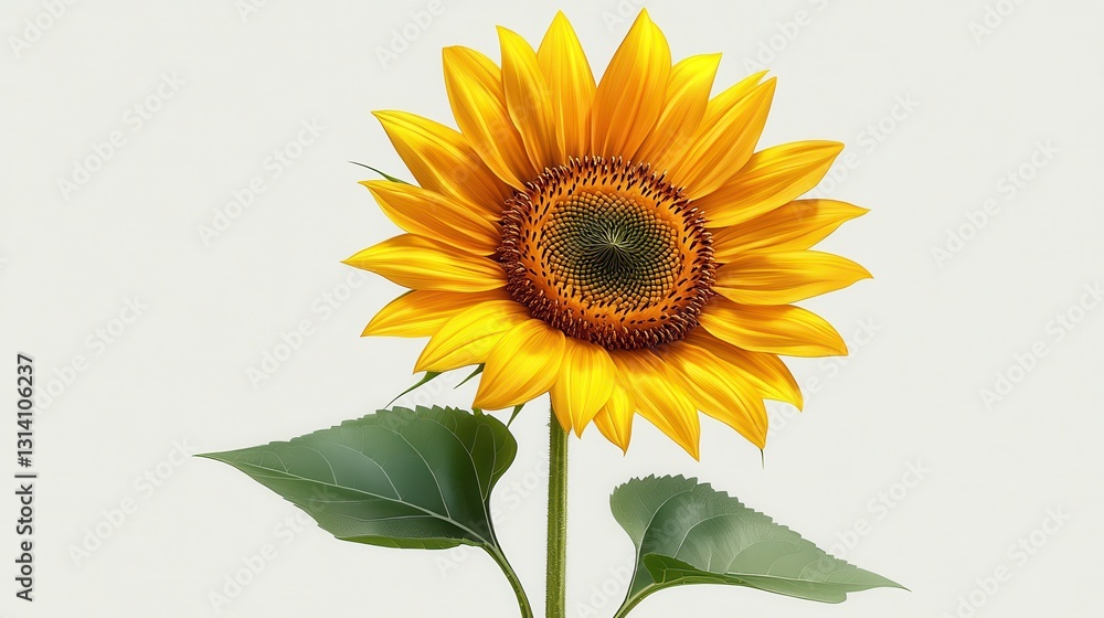 Fototapeta premium yellow sunflower isolated,cartoon illustration style