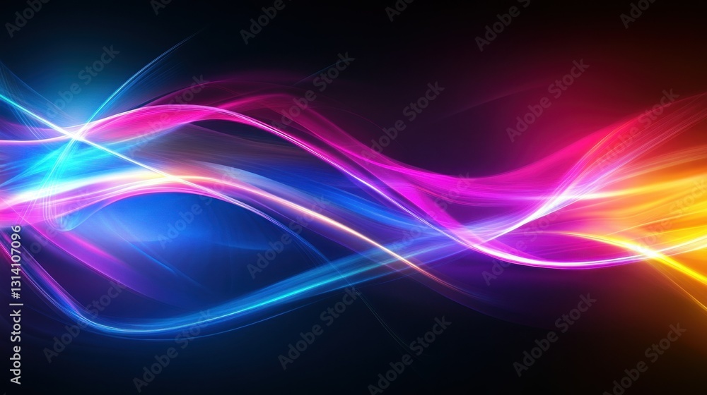 Naklejka premium Colorful Wavy Light Streaks Flowing Against a Dark Background