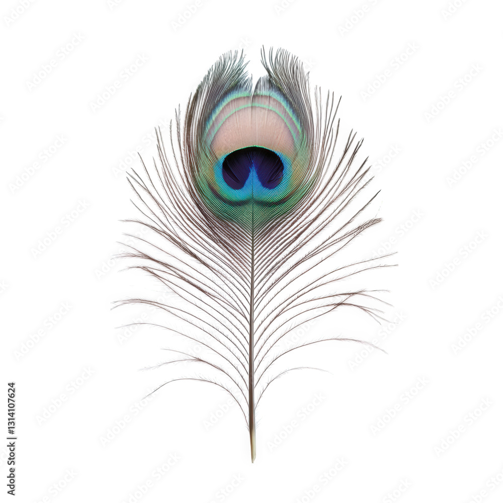 Obraz premium a vibrant peacock feather showcasing intricate patterns and colors emphasizing the beauty of nature and the artistry found in animal features