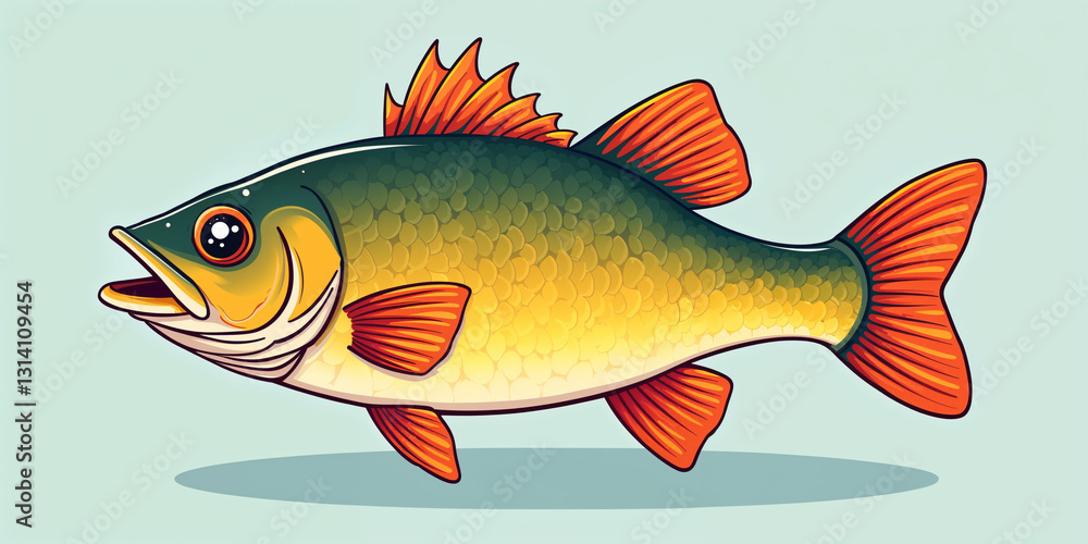 Fototapeta premium Cartoon Largemouth Bass greend