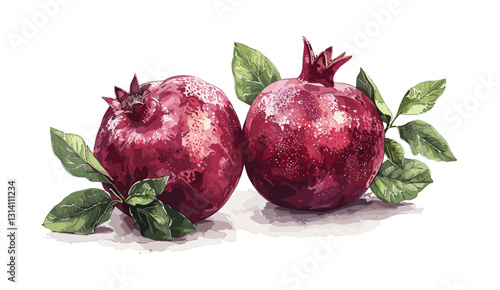Pomegranate vector, old botanical illustration, isolated on transparent background, vintage fruit drawing, hand-drawn pomegranate, detailed botanical sketch, classic fruit