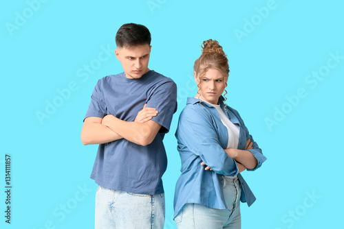 Sad couple after quarrel on...