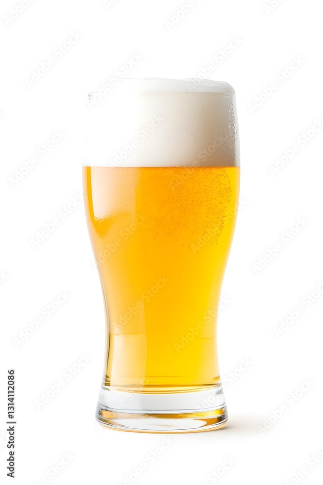 glass of beer with beer foam isolated on white background glass of beer with beer foam isolated on white background
