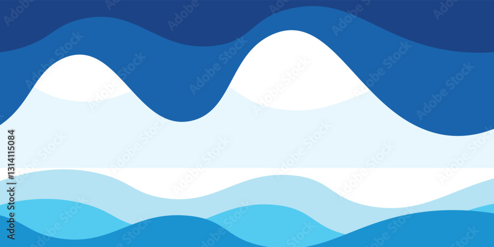 Sea waves layered vector background illustration and sea beach Sea waves layered vector background illustration and sea beach