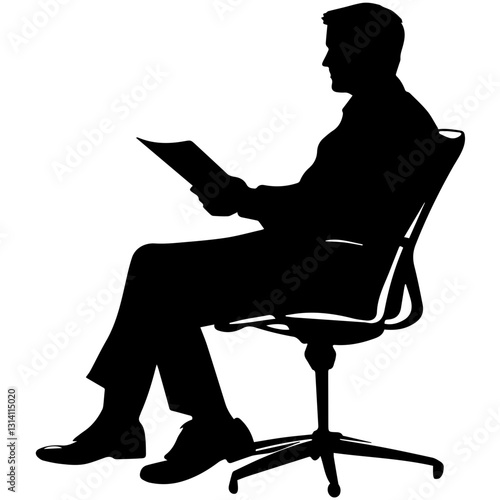 Corporate Strategy: Silhouette of a Man Examining a Report
