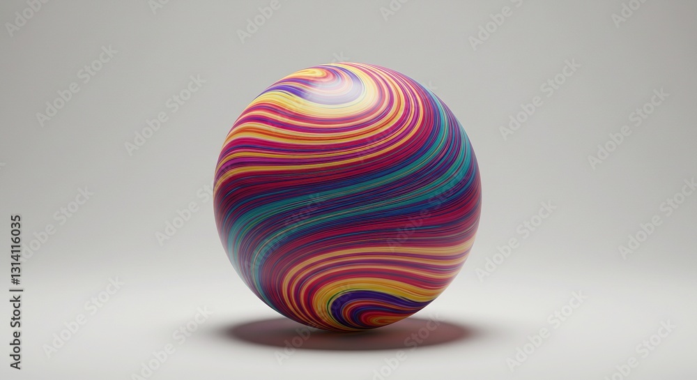 Vibrant Colorful Swirl 3D Ball - Abstract Marble Sphere with Rainbow Pattern for Modern Backgrounds and Playful Design on Neutral Studio Setting. Vibrant Colorful Swirl 3D Ball - Abstract Marble Sphere with Rainbow Pattern for Modern Backgrounds and Playful Design on Neutral Studio Setting.