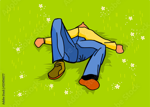 Illustration of a man on the grass