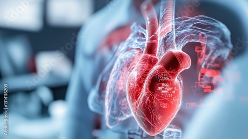 Innovative heart imaging technology medical facility digital visualization clinical environment close-up view health awareness