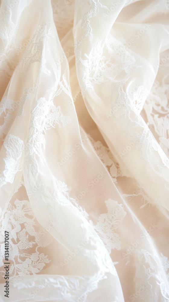 Obraz premium gracefully layered ivory lace fabric background, bridal
