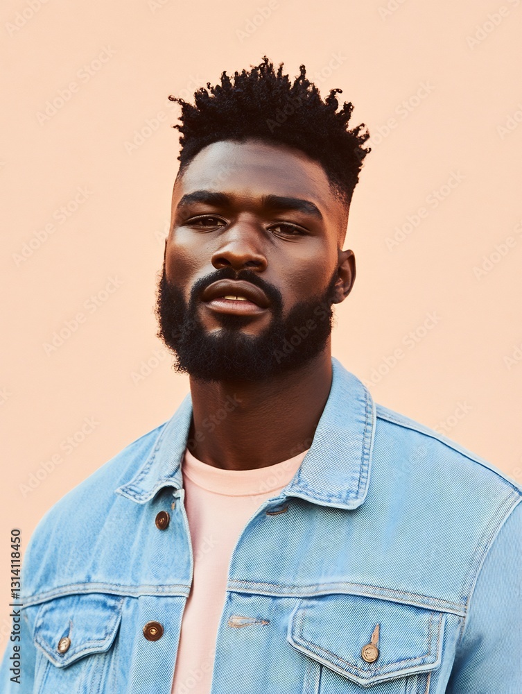 Obraz premium Rugged South African Man with Beard and Strong Jawline