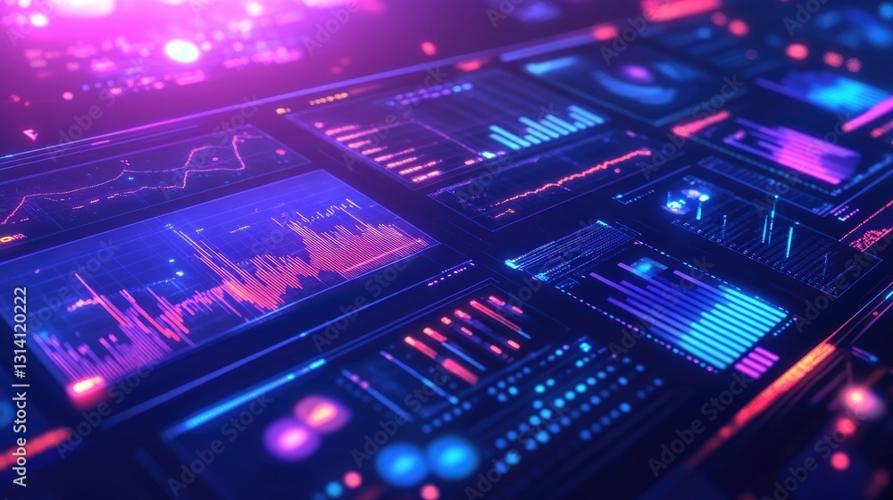 Data visualization showing charts and graphs in a digital display Data visualization showing charts and graphs in a digital display