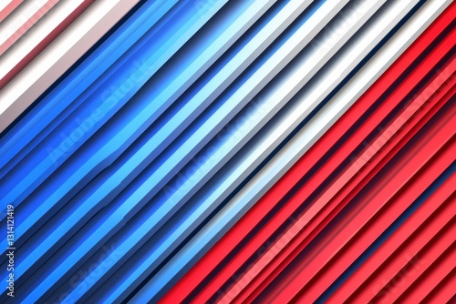 This captivating image showcases a mesmerizing pattern with alternating diagonal stripes  gracefully blending shades of pristine white  vibrant blue  and intense red The arrangement creates a dynamic