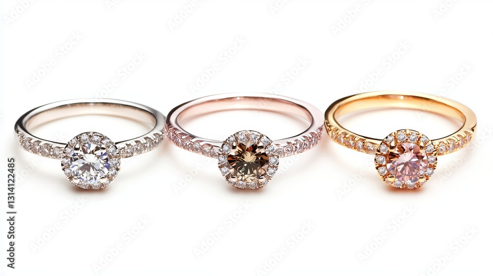 Engagement diamond rings on white isolated Engagement diamond rings on white isolated