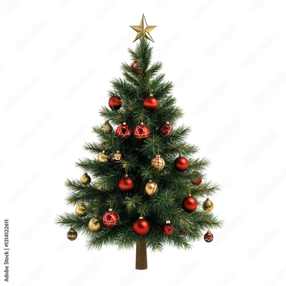 Festive Christmas tree adorned with red and gold ornaments sparkling bright holiday cheer Festive Christmas tree adorned with red and gold ornaments sparkling bright holiday cheer