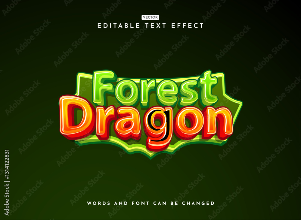 modern nature forest dragon game logo text effect modern nature forest dragon game logo text effect