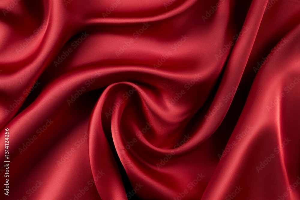 Obraz premium Luxurious red fabric with soft folds in close-up. AI image