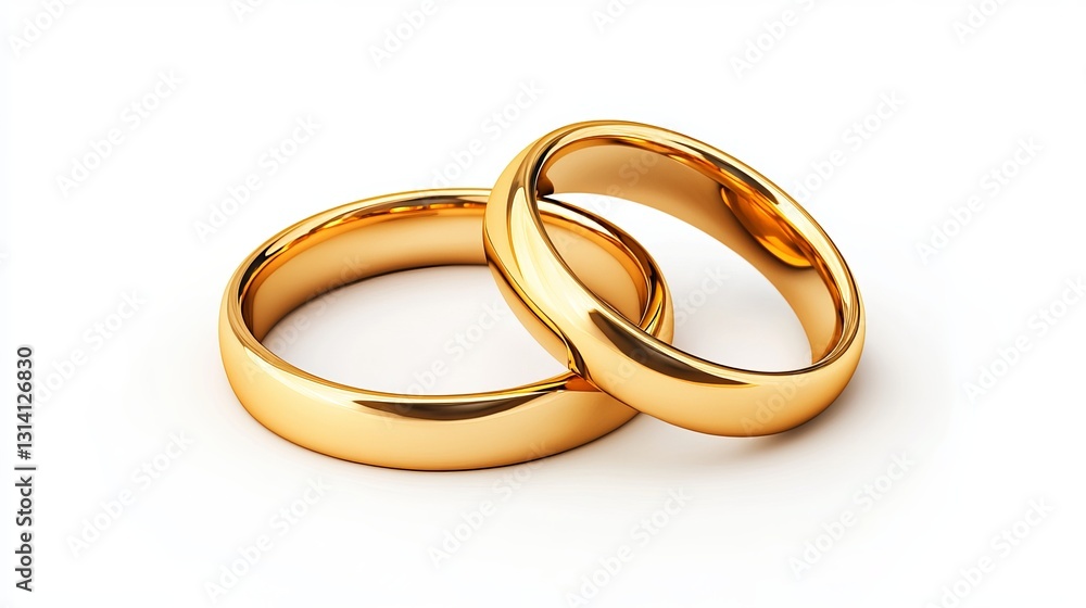 Two gold rings on white Two gold rings on white
