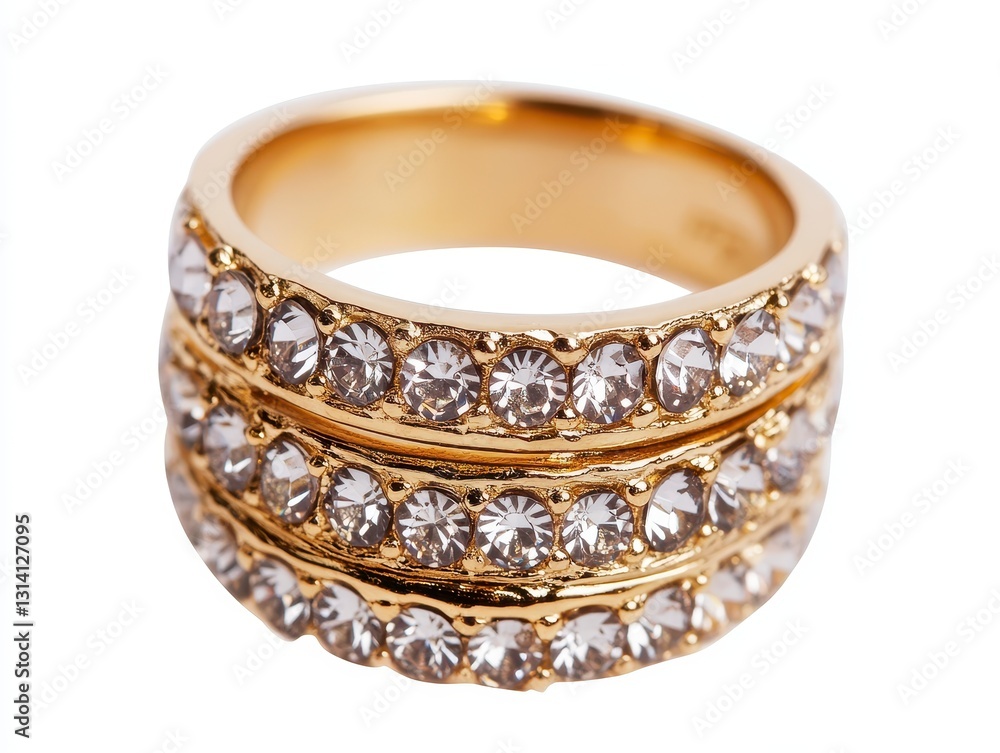 Elegant Gold Ring with Sparkling Crystals in Three Strands Elegant Gold Ring with Sparkling Crystals in Three Strands