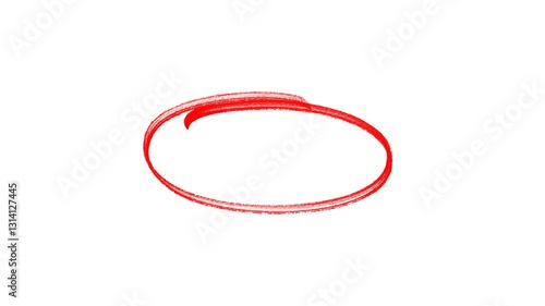 Red Circle round animated marker hand drawn highlighter elements. Hand-drawn ovals animation, White marker animation with alpha channel.