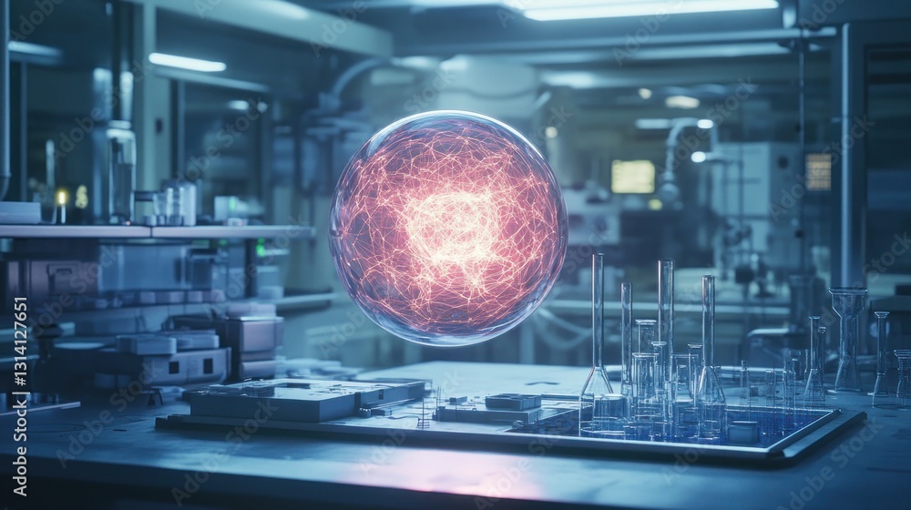 Fototapeta premium Energy Orb in a Futuristic Laboratory: Scientific Breakthrough