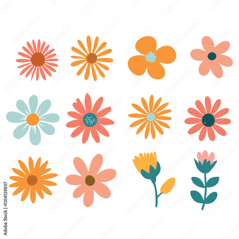 Fototapeta premium Set of flower icons. Abstract origami flowers. Style for banners, wallpaper, posters, websites, online shopping.Vector illustration design and creative idea,eps 10.