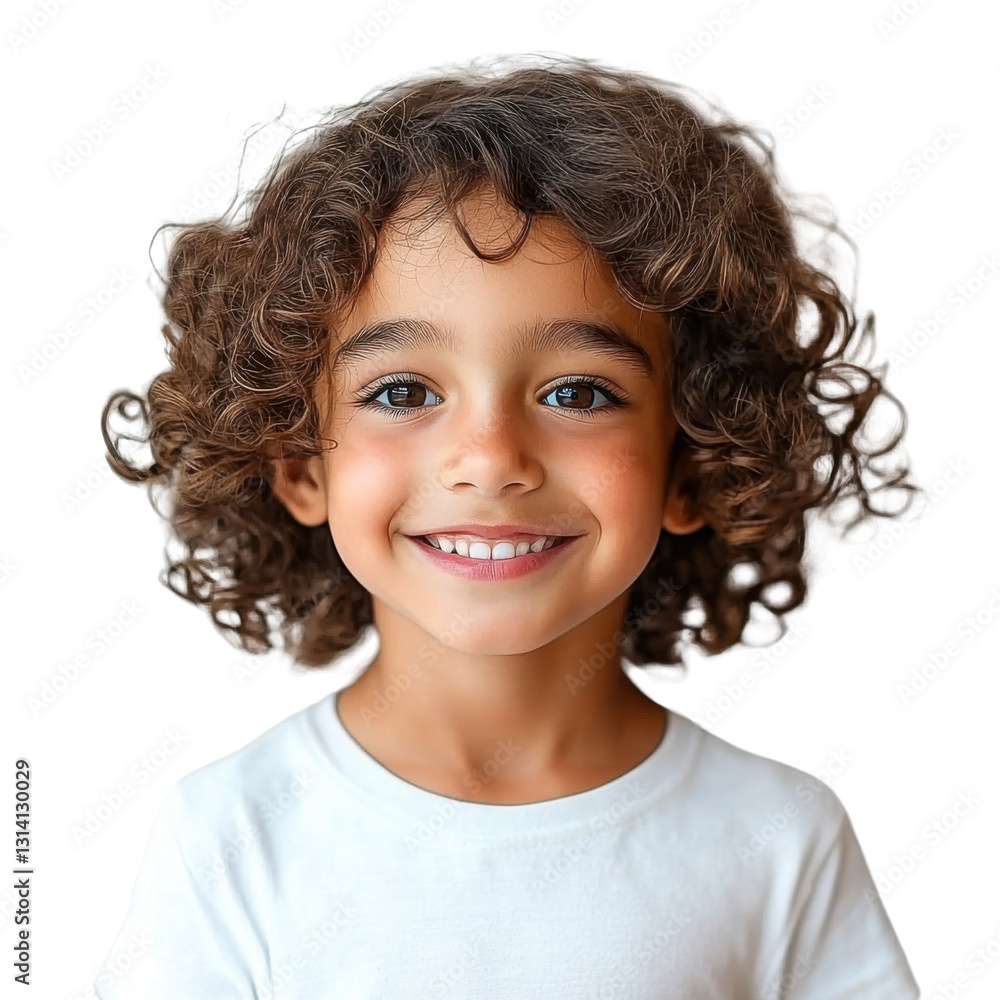 smiling child with curly brown hair on transparent background smiling child with curly brown hair on transparent background