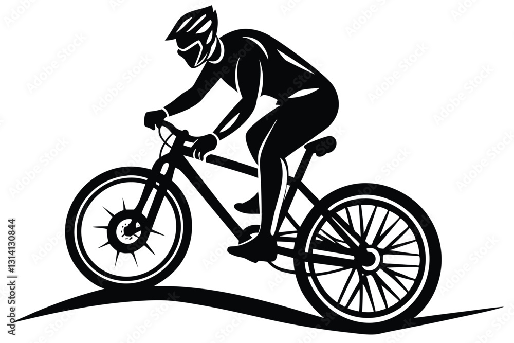 silhouette of an extreeme downhill mountain biker vector silhouette of an extreeme downhill mountain biker vector