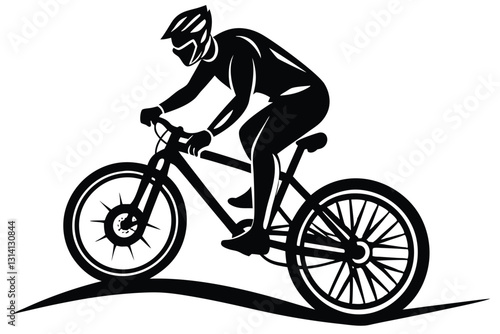 silhouette of an extreeme downhill mountain biker vector