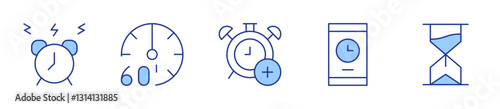 alarm, clock, minutes, hourglass. Clock Icon vector illustration. Line Duotone style. Editable stroke