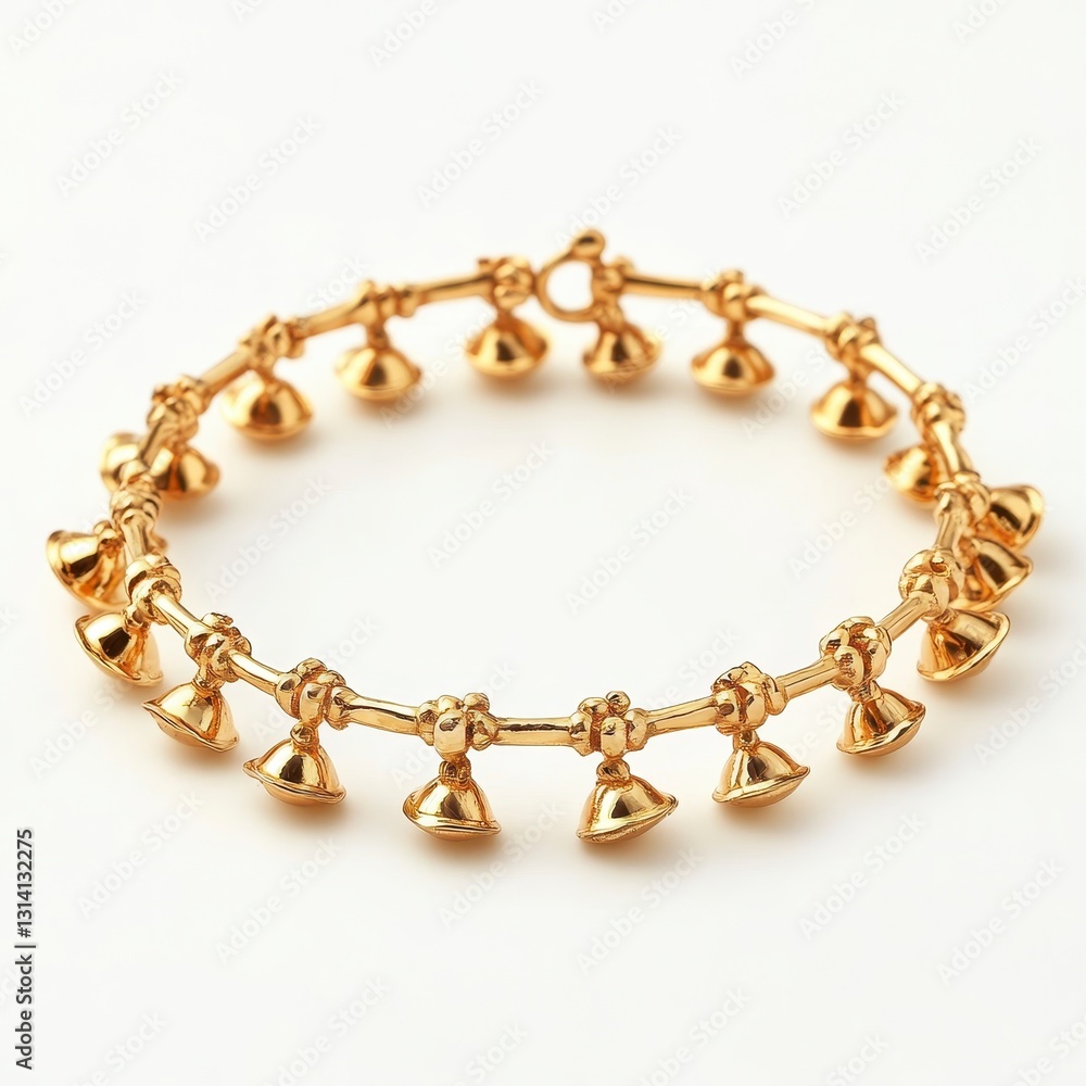 Elegant Golden Charm Bracelet with Decorative Bells for Fashion Lovers Elegant Golden Charm Bracelet with Decorative Bells for Fashion Lovers
