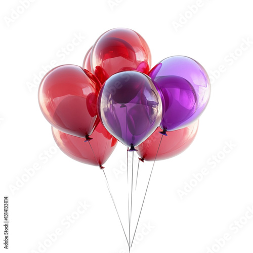 Joyful red and purple balloons floating happily a celebratory scene,