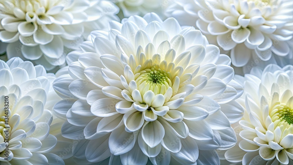 Fototapeta premium High-resolution macro shots of stunning white chrysanthemums, showcasing elegant floral beauty via the rule of thirds.