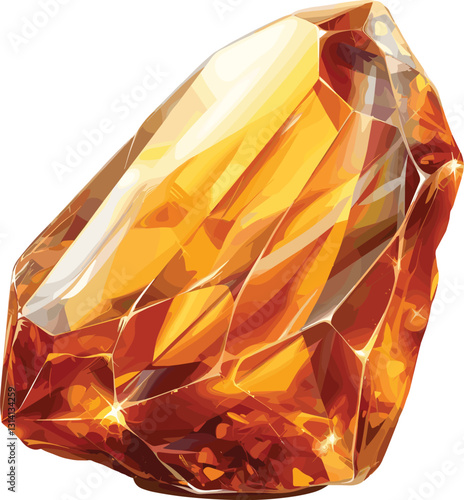 Vector amber gemstone, antique engraving, vintage style, polished gem illustration, fossil resin, classic jewelry, transparent background, detailed gemstone art