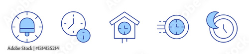 clock, sleeping. Clock Icon vector illustration. Line Duotone style. Editable stroke