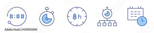 time, time management, deadline, chronometer, hours. Clock Icon vector illustration. Line Duotone style. Editable stroke