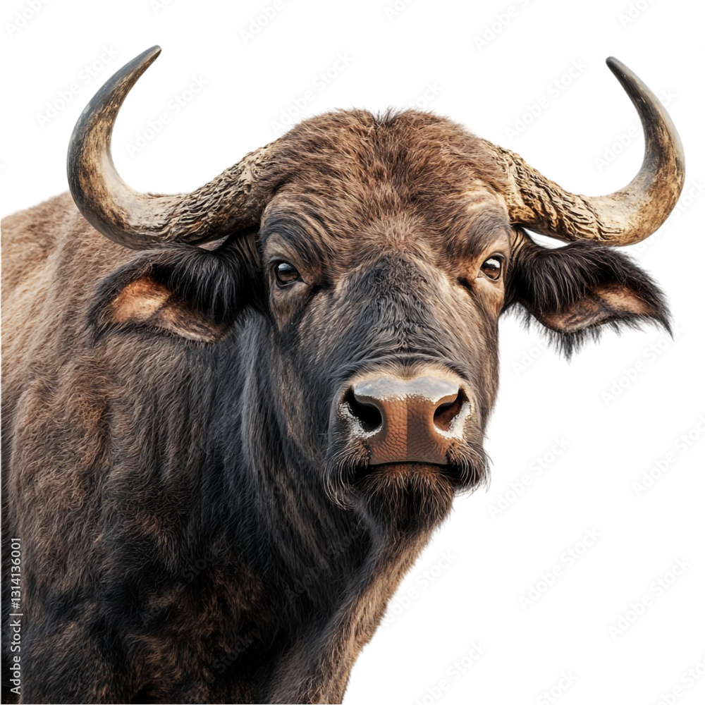 Majestic African Buffalo Powerful Presence Intense Gaze Wild Animal Portrait Majestic African Buffalo Powerful Presence Intense Gaze Wild Animal Portrait