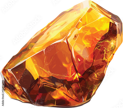 Amber gemstone vector, vintage old-style illustration, transparent background, jewelry, polished amber stone, antique engraving, classic gem artwork, fossil resin,