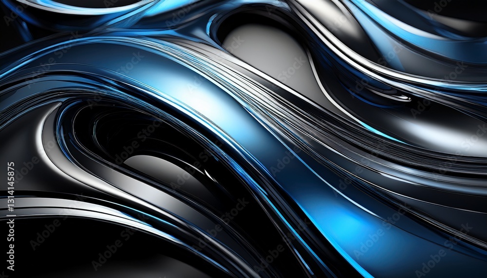Abstract background. Black Shiny Silver Blue BG. Modern & elegant background. Shiny black with silver hues & blue reflections. Chic design Abstract background. Black Shiny Silver Blue BG. Modern & elegant background. Shiny black with silver hues & blue reflections. Chic design
