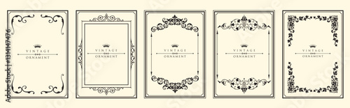 Vintage floral  frame set. Design element for brochure or book cover. Retro ornate decorative posters with elegant floral ornaments. Vector illustration collection isolated on background.eps