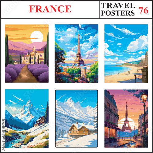 France Provence Paris Saint Malo Travel Poster Wall Art Print Collection Set Part 76