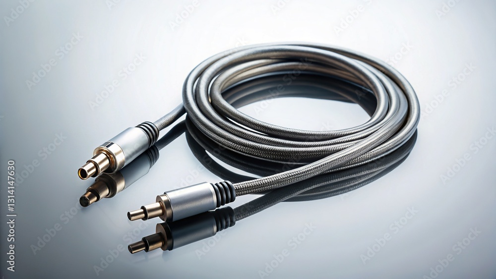 Aerial View MIDI Cable, Flat Lay, Glass Reflection, Copy Space - Stock Photo Aerial View MIDI Cable, Flat Lay, Glass Reflection, Copy Space - Stock Photo