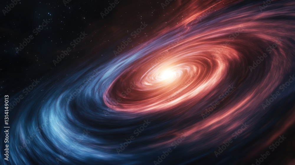 A colorful spiral galaxy with swirling bands and bright center A colorful spiral galaxy with swirling bands and bright center