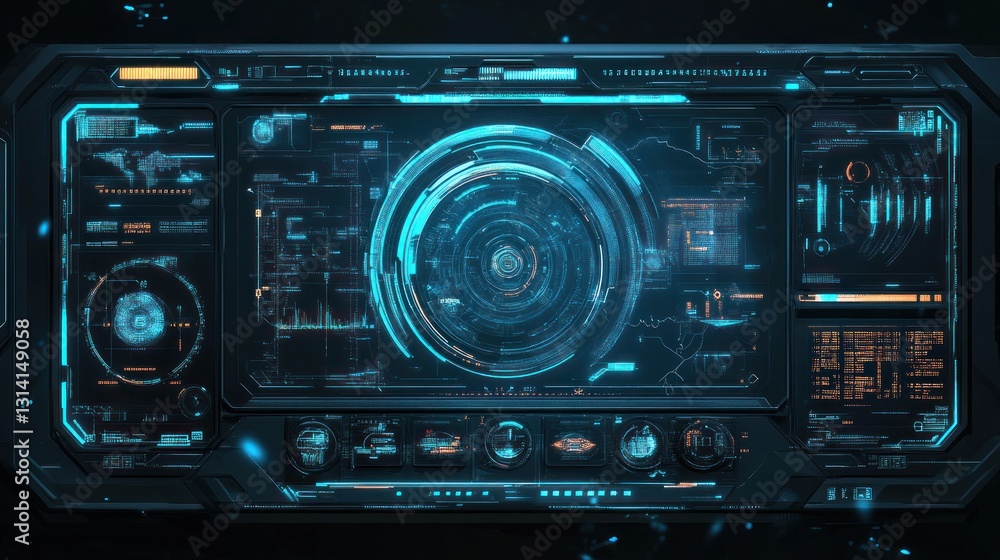 Fototapeta premium Futuristic Sci-Fi Interface: Advanced Digital Dashboard Design