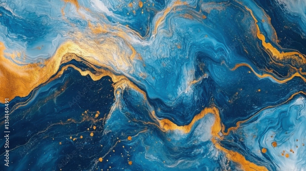 Celestial Depths and Molten Treasures: Exploring the Interplay of Rich Blues and Luminous Gold in Fluid Abstraction Celestial Depths and Molten Treasures: Exploring the Interplay of Rich Blues and Luminous Gold in Fluid Abstraction